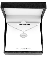 Diamond Football 18" Pendant Necklace (1/10 ct. t.w.) in Sterling Silver