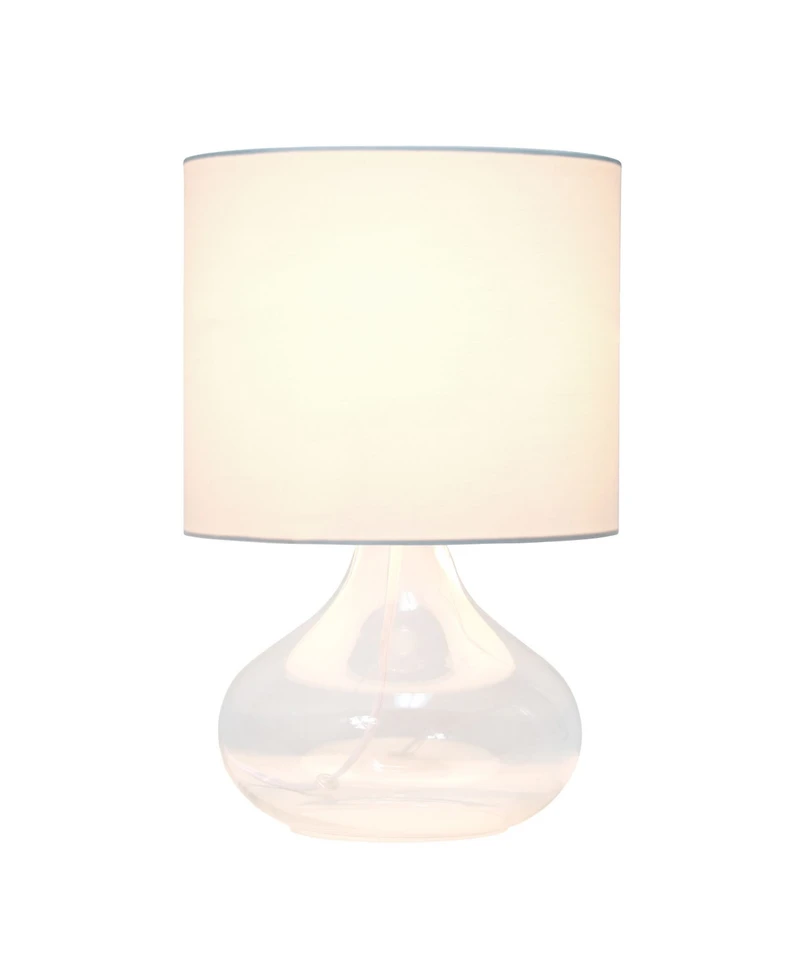 Simple Designs Glass Raindrop Table Lamp with Fabric Shade