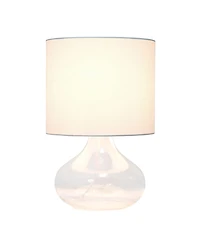 Simple Designs Glass Raindrop Table Lamp with Fabric Shade