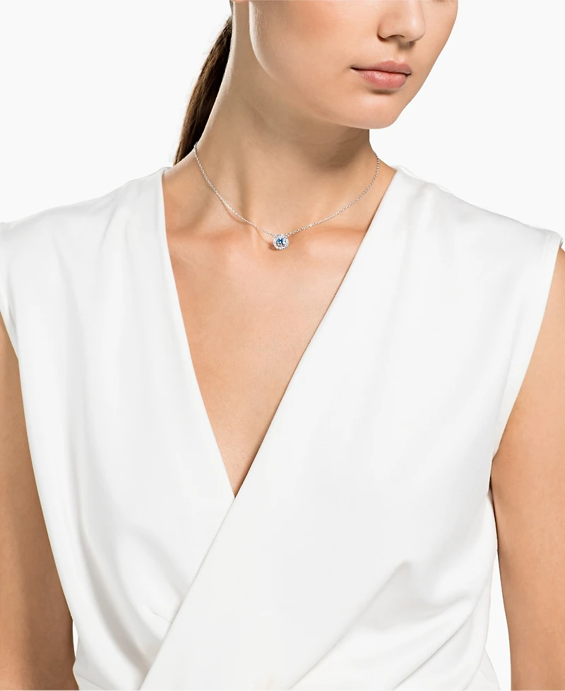Swarovski Silver-Tone Dancing Crystal Pendant Necklace, 14-7/8" + 2" extender
