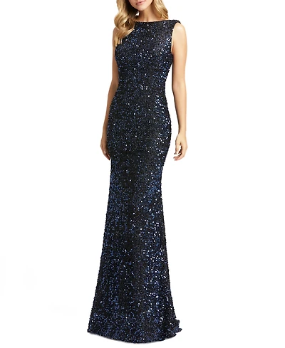 Women's Ieena Sequined Sleeveless Draped Cowl Back Gown