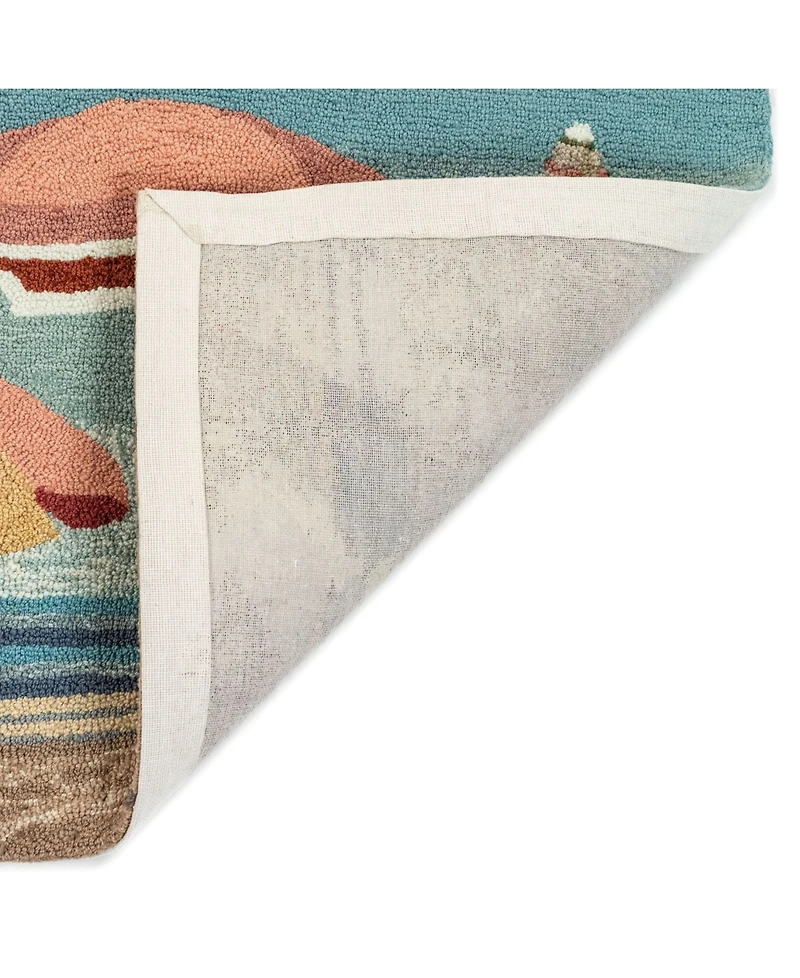 Liora Manne' Frontporch Beach Umbrellas Aqua 2' x 3' Outdoor Area Rug