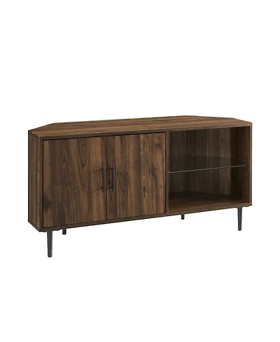 Walker Edison 48" 2 Door Glass Shelf Corner Tv Console