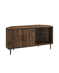 Walker Edison 48" 2 Door Glass Shelf Corner Tv Console