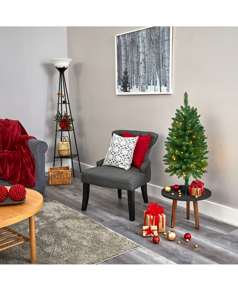 Nearly Natural Slim Mountain Pine Artificial Christmas Tree with Clear Led Lights