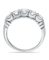 Macy's Cubic Zirconia Round 5 Stone Silver Plate Ring or 18K Gold