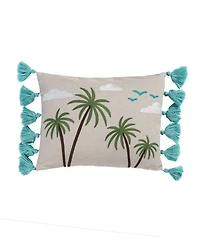 Homthreads Beach Days Palm Tassel Decorative Pillow, 14" x 18"