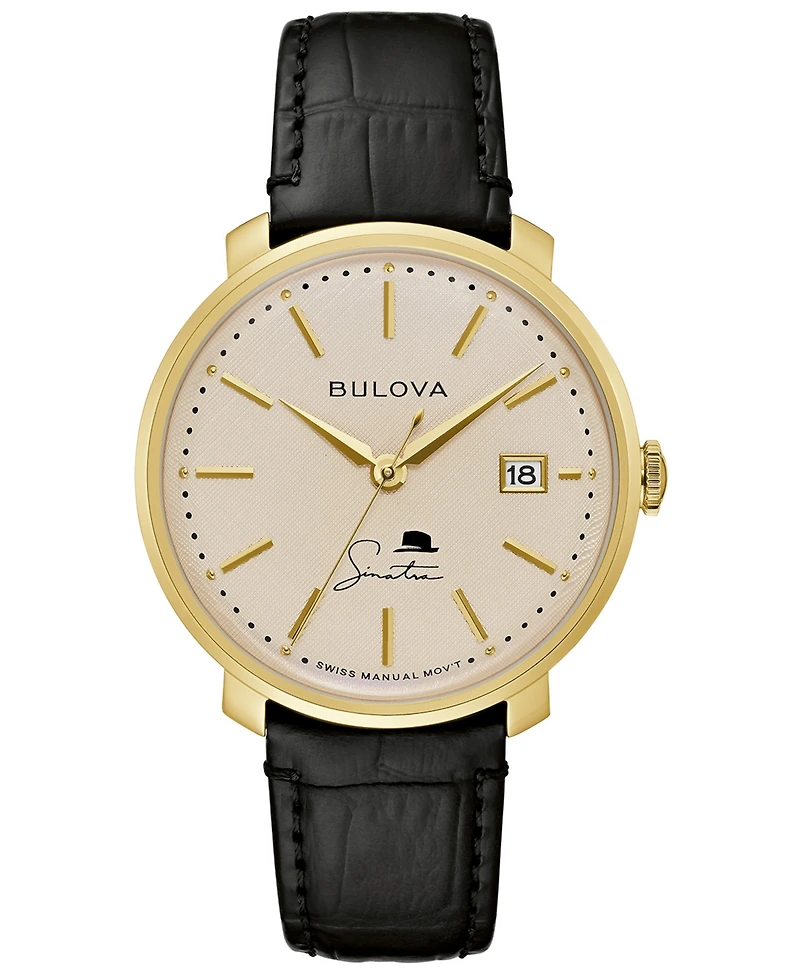 Bulova Men's Frank Sinatra Brown Leather Strap Watch 40mm