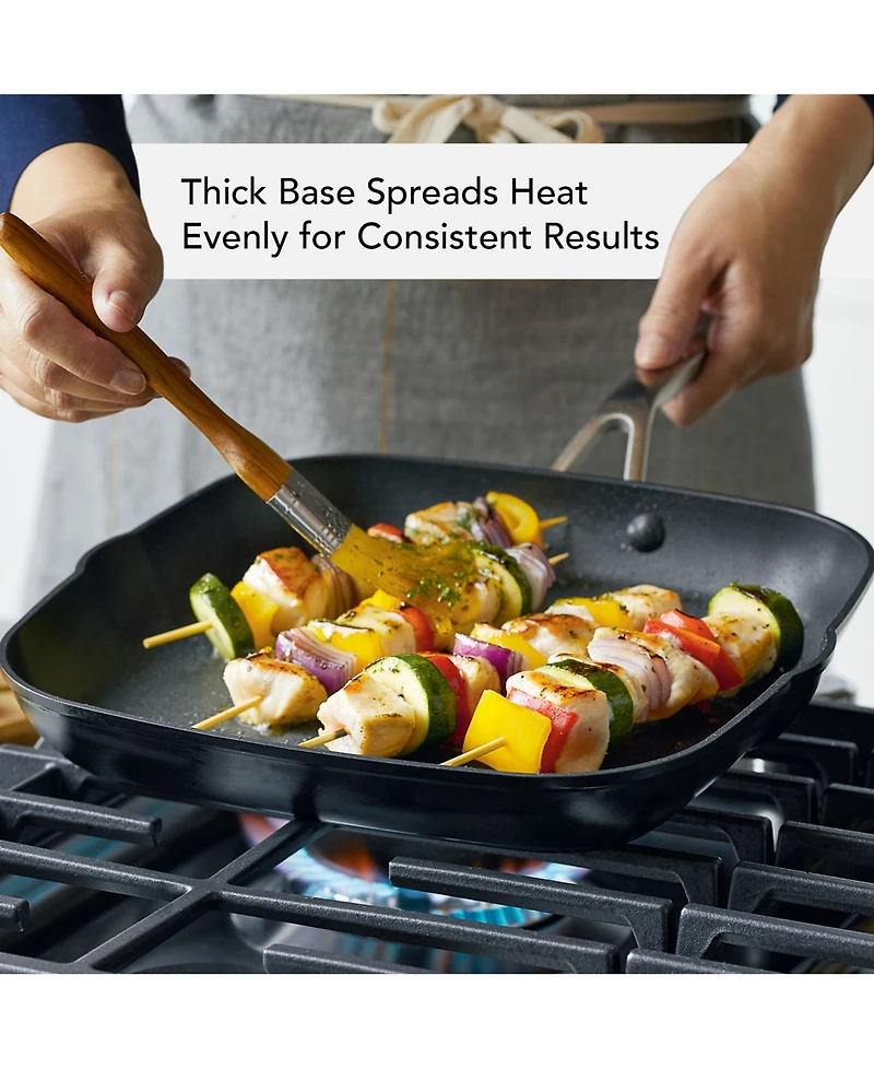 KitchenAid Hard Anodized Induction Nonstick Stovetop Grill Pan, 11.25", Matte Black