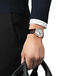 Tissot Men's Swiss Automatic Carson Premium Powermatic 80 Brown Leather Strap Watch 40mm