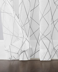 Abstract Geometric Embroidery Semi-Sheer Rod Pocket Curtain Panel