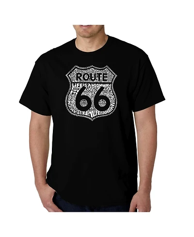 La Pop Art Men's Route 66 Life is a Highway Word T-Shirt