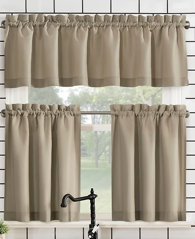 Martine Microfiber Semi-Sheer Rod Pocket Kitchen Curtain Valance Tiers Set