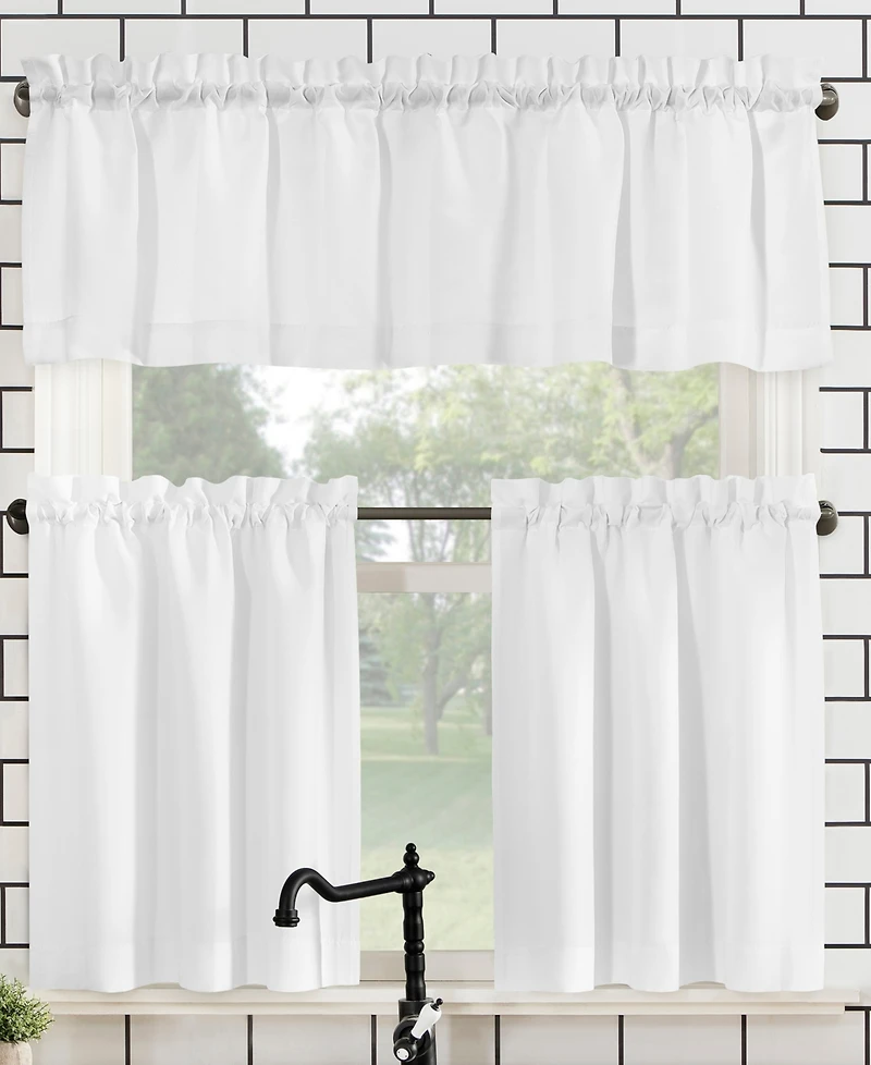 Martine Microfiber Semi-Sheer Rod Pocket Kitchen Curtain Valance and Tiers Set
