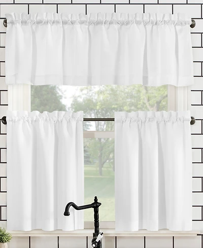 Martine Microfiber Semi-Sheer Rod Pocket Kitchen Curtain Valance and Tiers Set