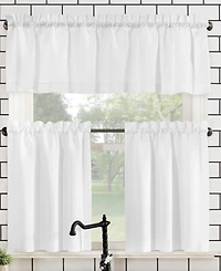 Martine Microfiber Semi-Sheer Rod Pocket Kitchen Curtain Valance and Tiers Set