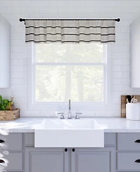 Twill Stripe Anti-Dust Linen Blend Sheer Cafe Curtain Valance