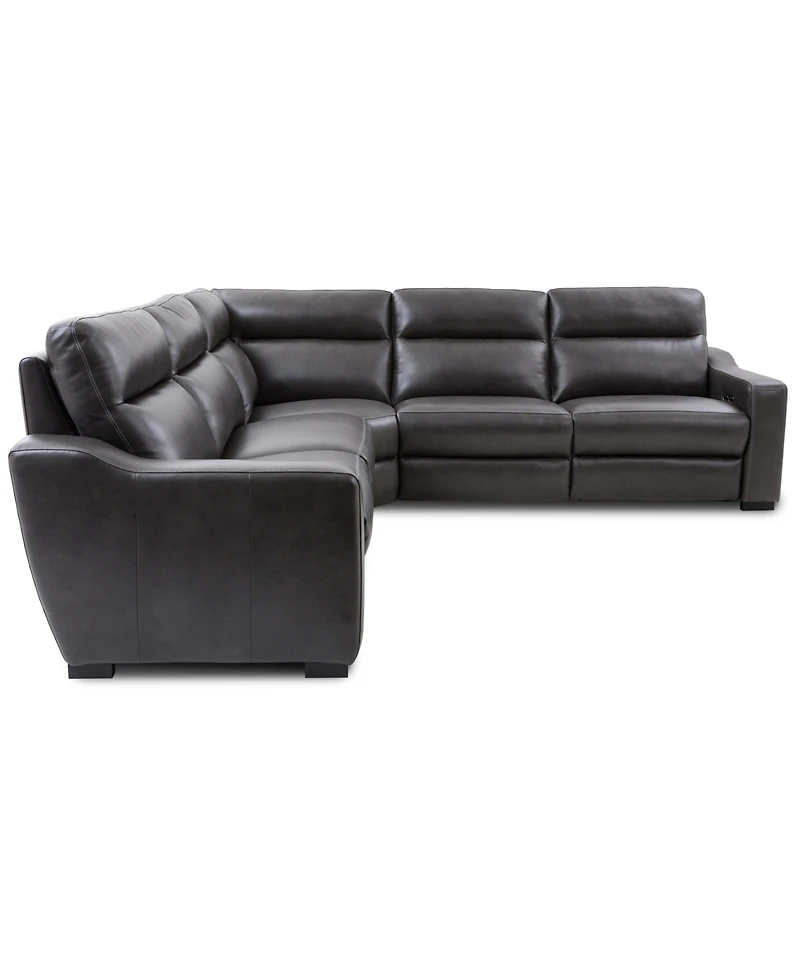 Gabrine 5-Pc. Leather Sectional with Power Headrests