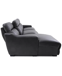 Gabrine 3-Pc. Leather Sectional with 2 Power Headrests & Chaise, Created for Macy's