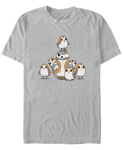 Fifth Sun Men's Star Wars - Episode 8 BB8 and Porgs Short Sleeve T-shirt
