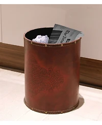 Vintiquewise Faux Leather Antique Design Waste Bin