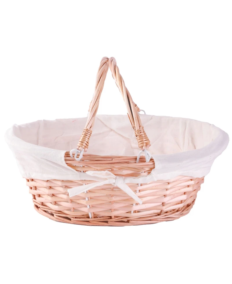 Vintiquewise Oval Willow Basket with Double Drop Down Handles