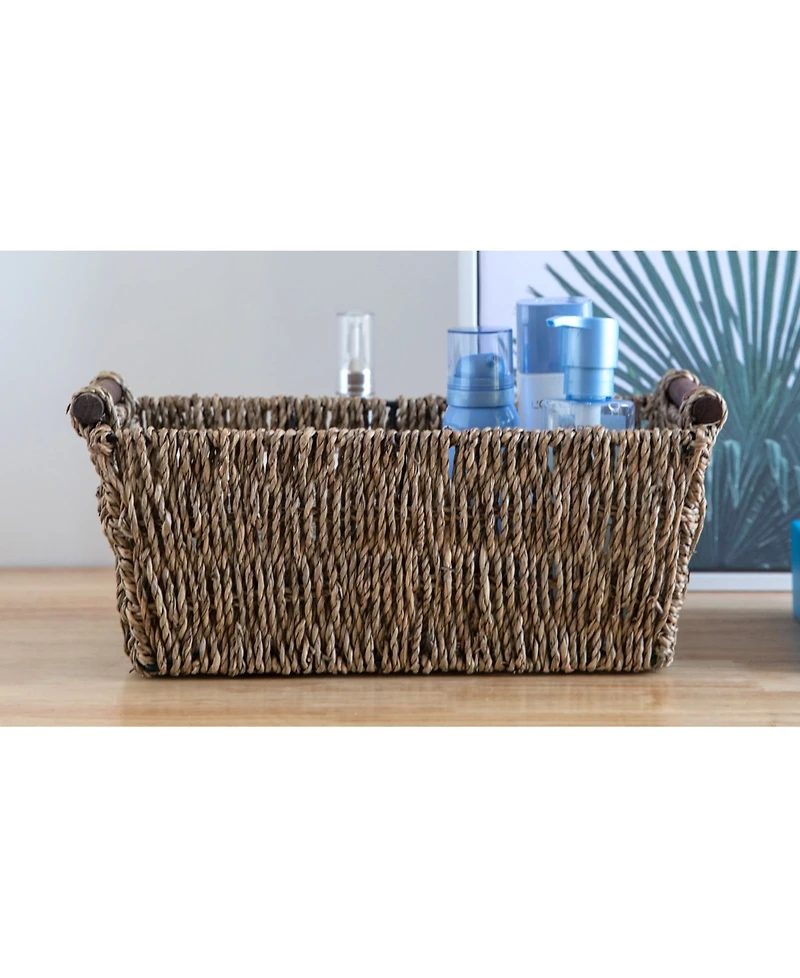 Wickerwise Seagrass Counter-Top Basket Great for Folded Paper Towel