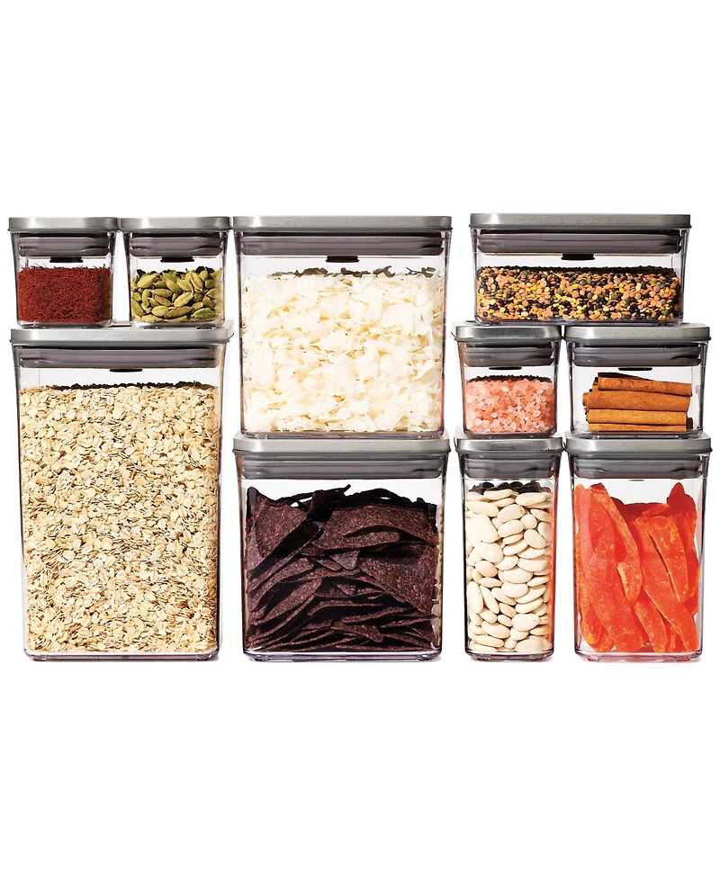 Oxo Steel Pop 12-Piece Food Storage Container Set with Scoop & Labels