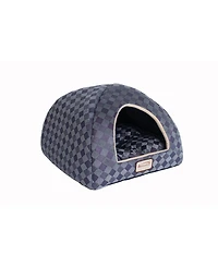Armarkat Cat Bed C65HHG/Ls For Indoor Cats, Purple Gray Combo Checkered Pattern With Removable Washable Cushioned Pillow