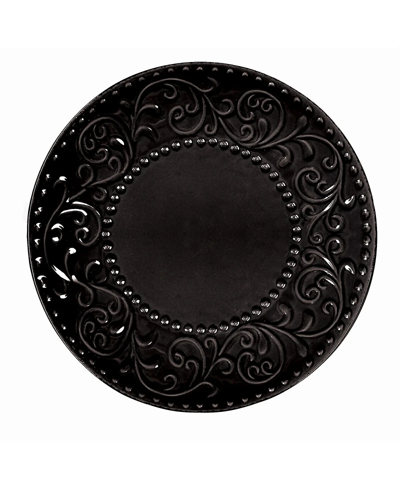 Lorren Home Trends 16 Piece Stoneware Scroll Dinnerware Set, Service for 4