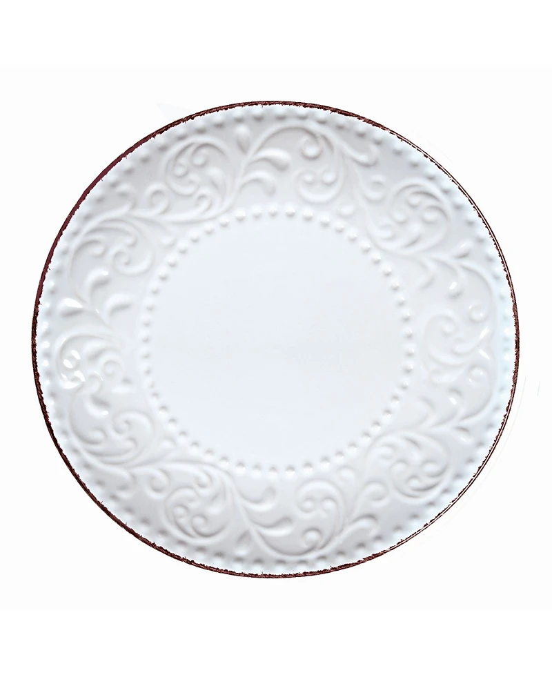 Lorren Home Trends 16 Piece Stoneware Scroll Dinnerware Set, Service for 4