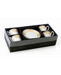 Lorren Home Trends Floral 8 Piece 8oz Tea or Coffee Cup and Saucer Set