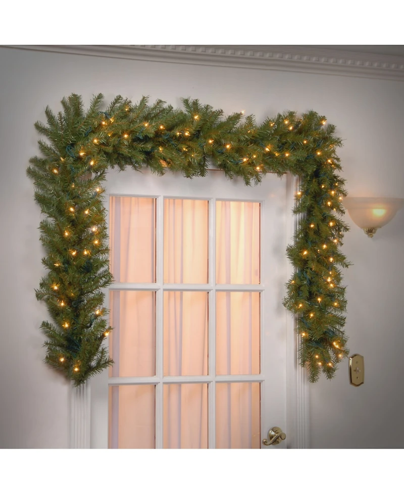 National Tree Company 9' x 12" Norwood Fir Garland with 100 Clear Lights