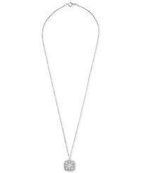 Diamond Cushion Cluster 18" Pendant Necklace (1/10 ct. t.w.) in Sterling Silver