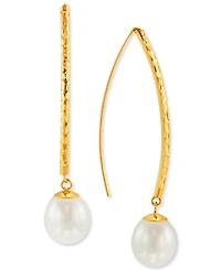 Honora Cultured Freshwater Pearl (9-10mm) Threader Earrings in 14k Gold