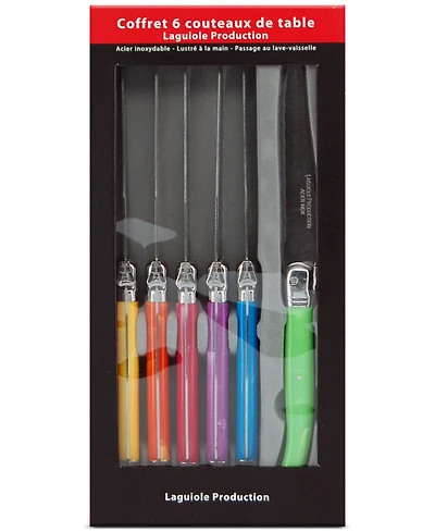 Laguiole Evolution Tradition Assorted Color Steak Knives, Set of 6