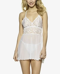 Jezebel Women's Renee Sheer Babydoll Nightgown 2 Piece Lingerie Set