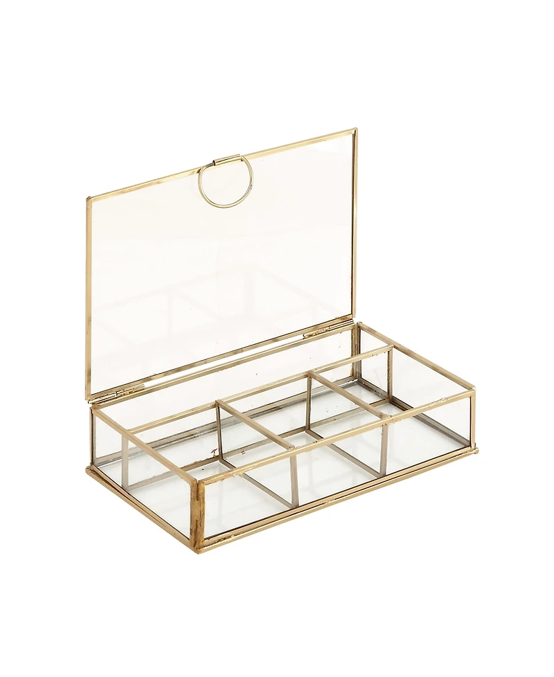 CosmoLiving by Cosmopolitan Gold Glass Modern Jewelry Box , 2" x 9" x 6"