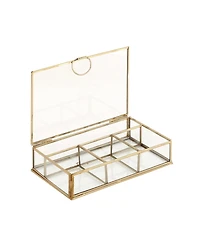CosmoLiving by Cosmopolitan Gold Glass Modern Jewelry Box , 2" x 9" x 6"