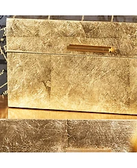 CosmoLiving by Cosmopolitan Set of 2 Gold Wood Glam Box, 11", 13"