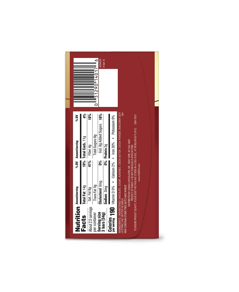 Godiva Set of 12, Signature Roasted Almond Dark Chocolate Mini Bars