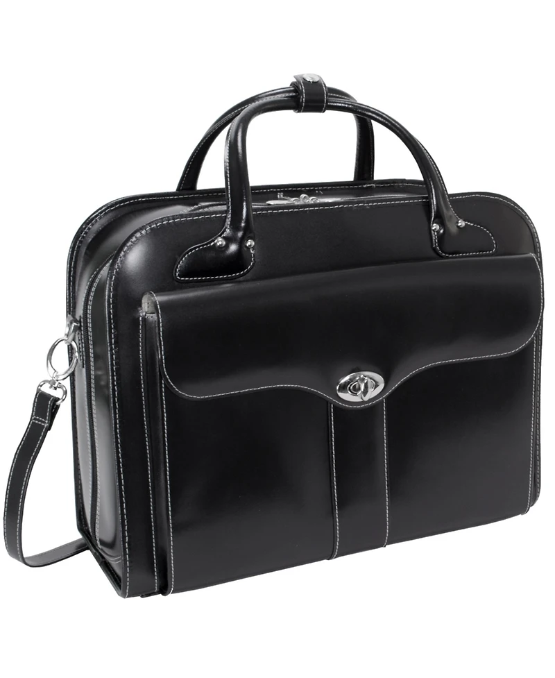 McKlein Berkeley 15.4" Top Grain Cowhide Leather Patented Detachable -Wheeled Ladies' Briefcase