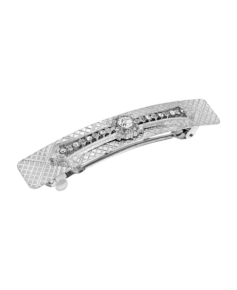 Women's Silver-Tone Crystal Bar Barrette