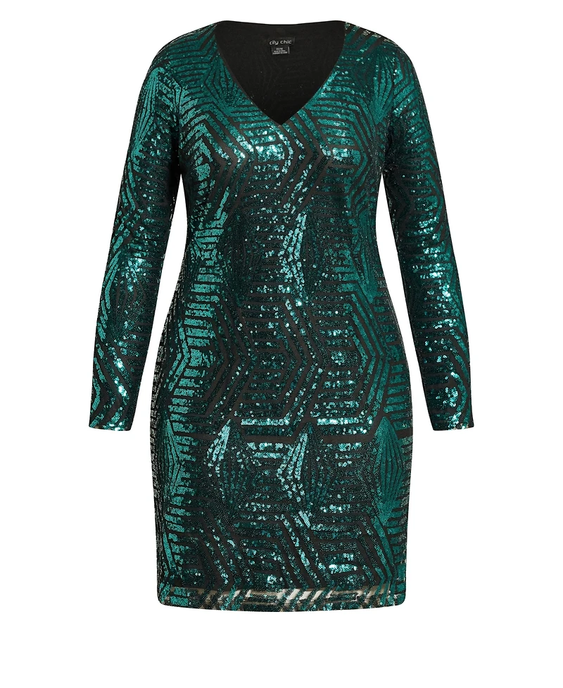 City Chic Plus Bright Lights Mini Dress