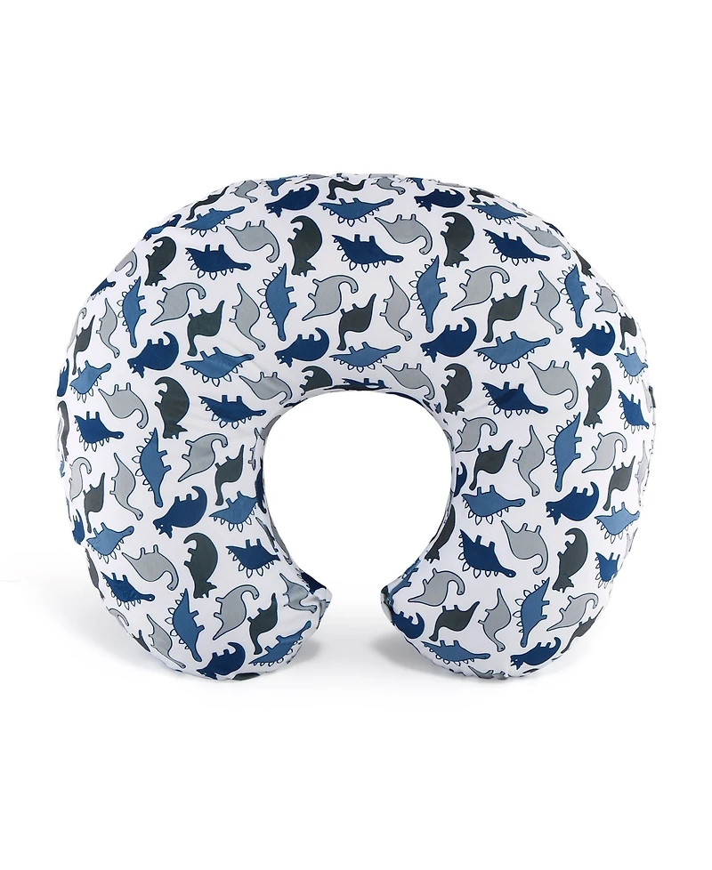 The Peanutshell Nursing Pillow Covers for Breastfeeding, 2 Pack Set, Dinosaur and Navy Blue Minky Dot