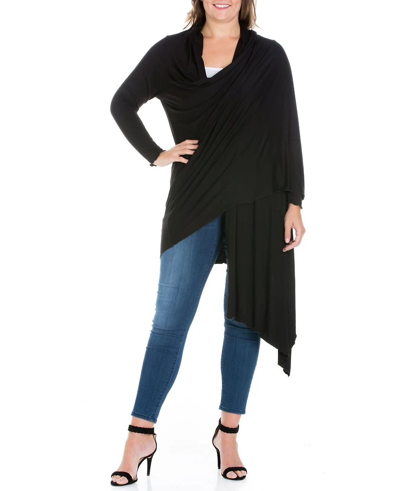 Women's Plus Extra Long Open Front Cardigan