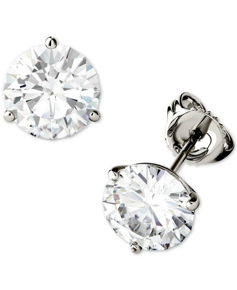 Charles & Colvard Moissanite Three Prong Stud Earrings (1-5/8 ct. t.w. Dew) in 14k White Gold