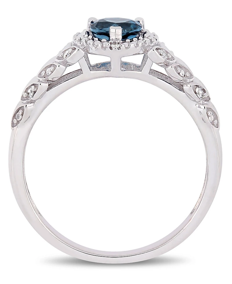 Amethyst and Diamond Halo Heart Ring (Also Blue Topaz)