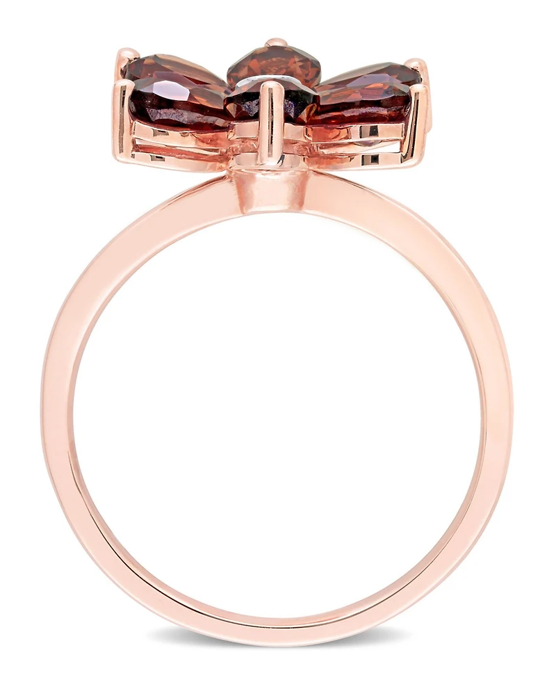 Garnet and Diamond Accent Floral Ring