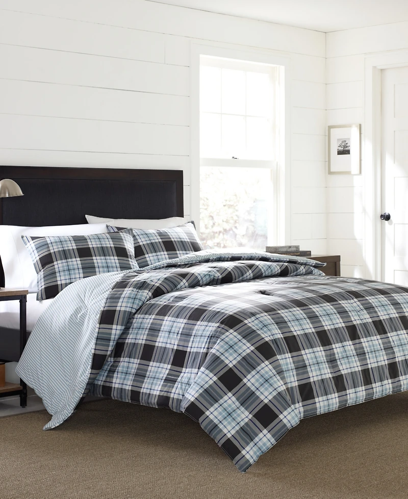 Eddie Bauer Lewis Plaid Atlantic Duvet Cover Set, King